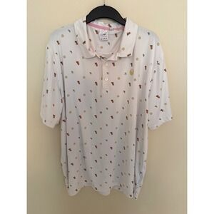 Arnold‎ Palmer Mens Golf Polo Shirt White Novelty Drink Print Performance XXL